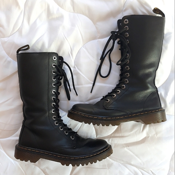 Rare Martens black tall luana lace up boots